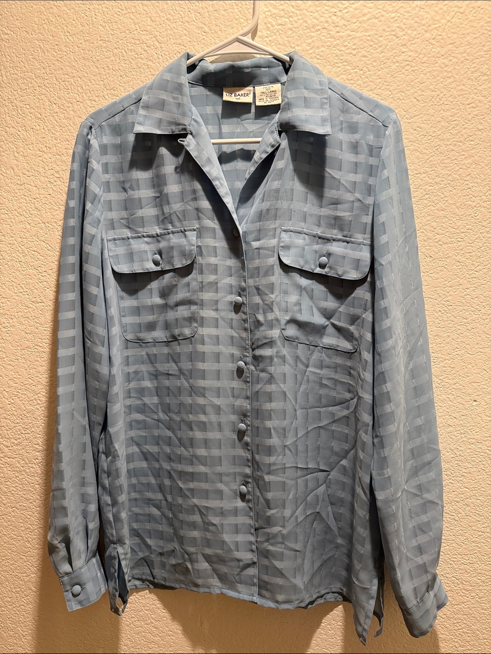 Liz Baker Light Blue Check Button-Front Women's Shirt